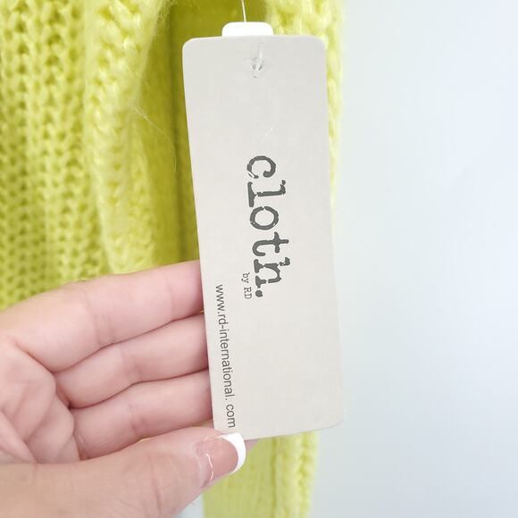 RD Cloth. Relaxed Boxy Cozy Oversized Candy Coated Lime Green Sweater Tunic M - Picture 8 of 16